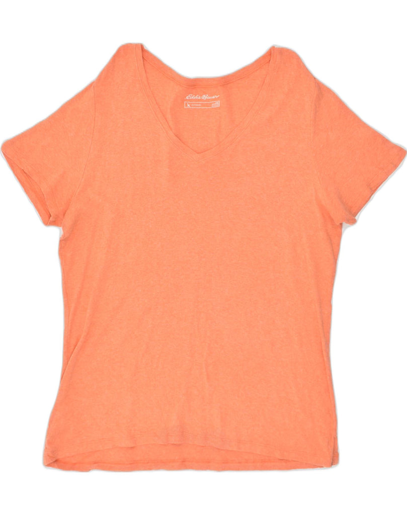 EDDIE BAUER Womens T-Shirt Top UK 20 2XL Orange Cotton | Vintage Eddie Bauer | Thrift | Second-Hand Eddie Bauer | Used Clothing | Messina Hembry 