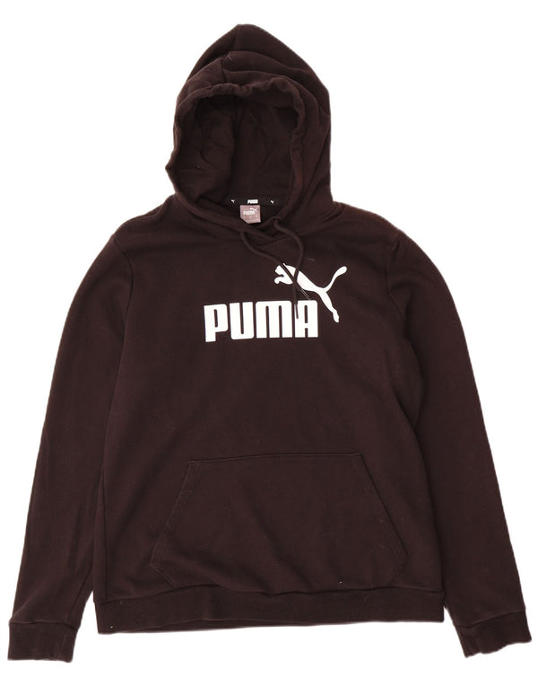 Puma Womens Graphic Hoodie Jumper UK 16 Large Black Cotton