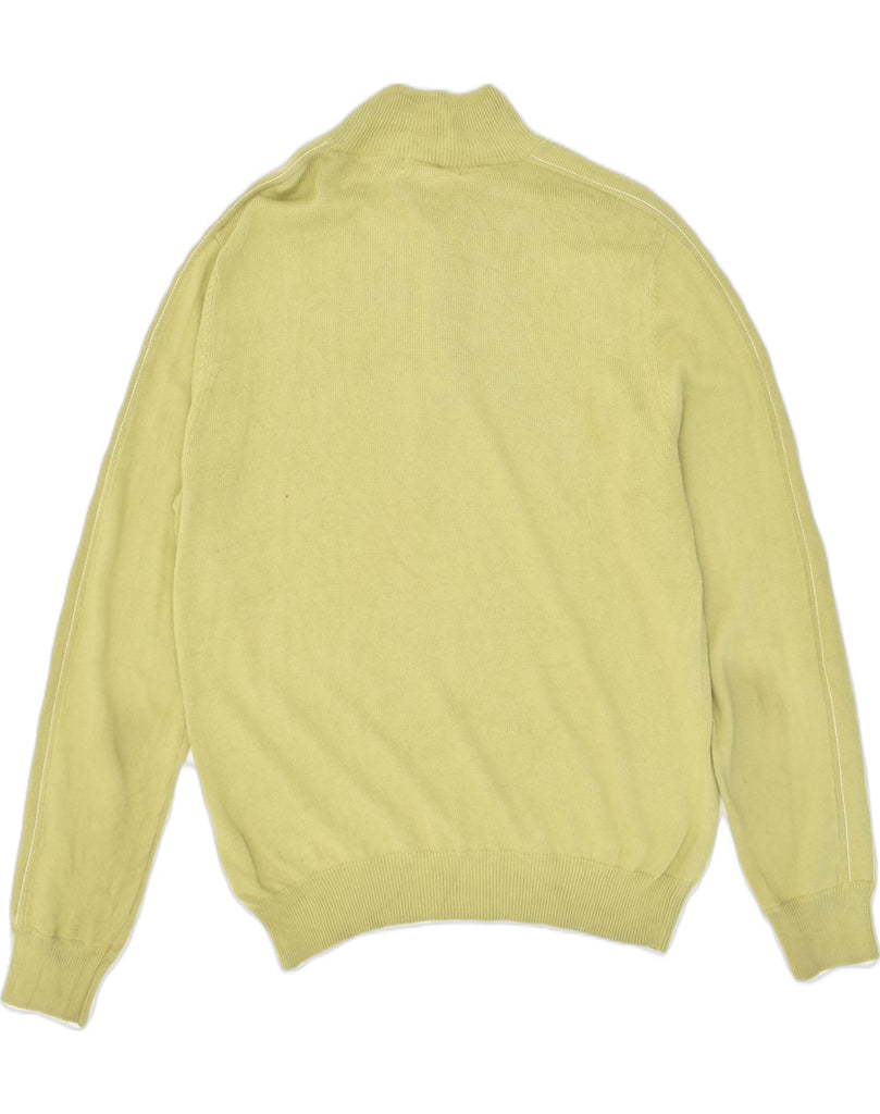 CALVIN KLEIN Mens Zip Neck Jumper Sweater Medium Yellow Cotton | Vintage Calvin Klein | Thrift | Second-Hand Calvin Klein | Used Clothing | Messina Hembry 