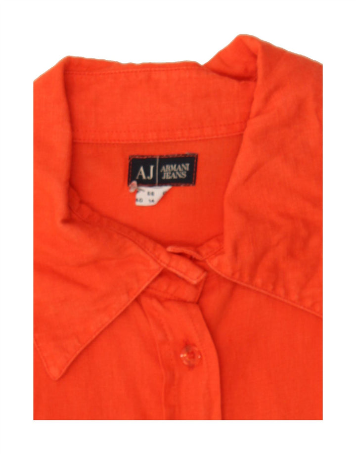 ARMANI JEANS Womens Shirt UK 14 Large Red Linen Vintage Armani Jeans and Second-Hand Armani Jeans from Messina Hembry 