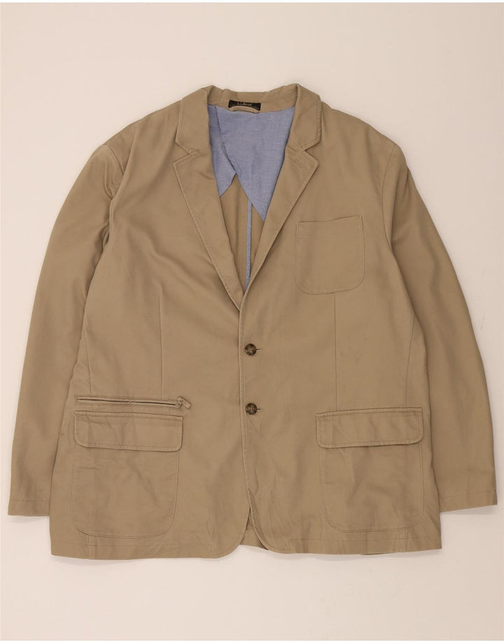 L.L.BEAN Mens 2 Button Blazer Jacket IT 50 Large Beige Cotton Vintage L.L.Bean and Second-Hand L.L.Bean from Messina Hembry 
