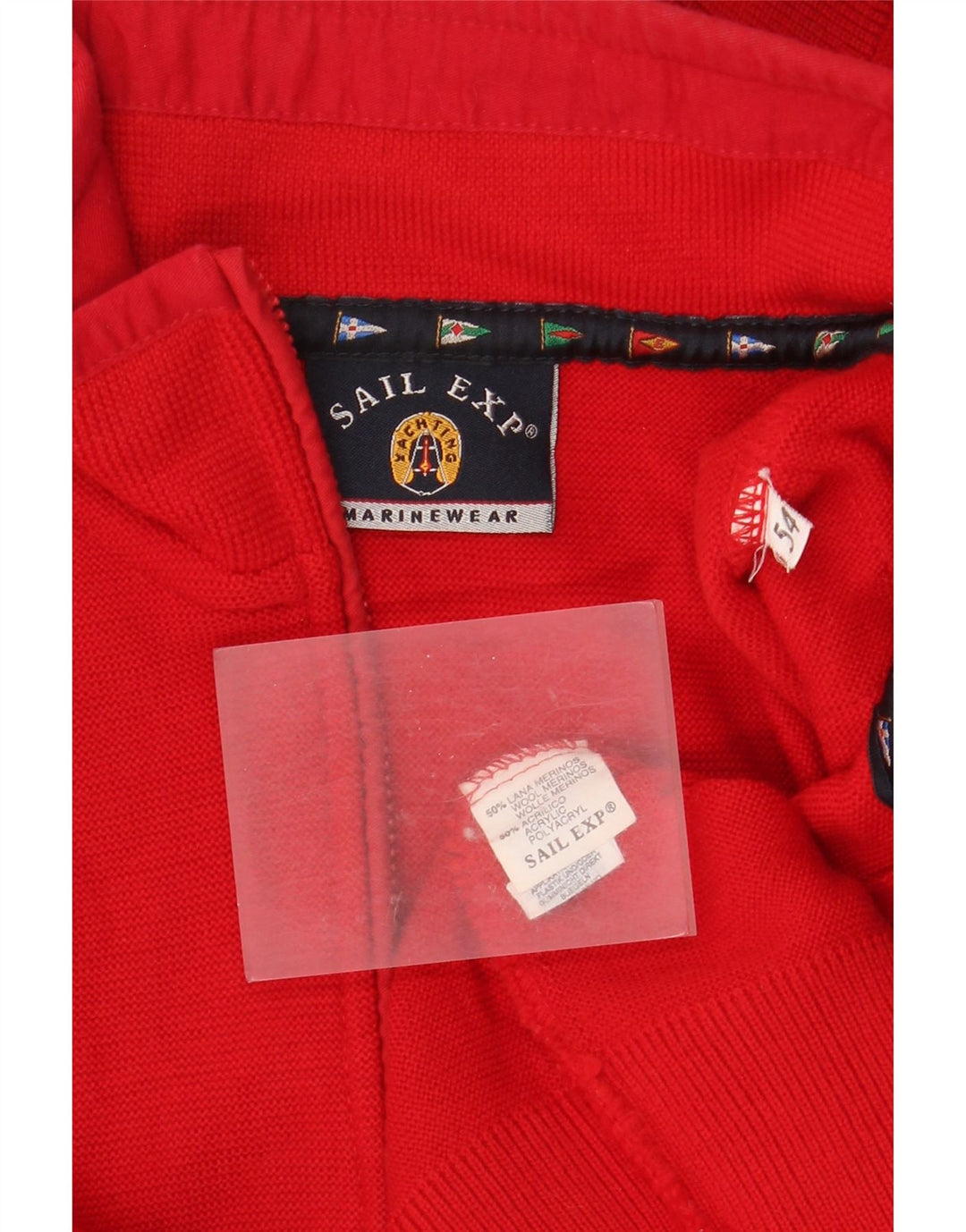 Sail Exp Mens Zip Neck Jumper Sweater IT 54 XL Red Wool