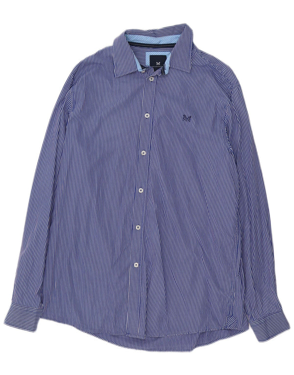 Crew Clothing Mens Classic Fit Shirt Large Blue Pinstripe Cotton