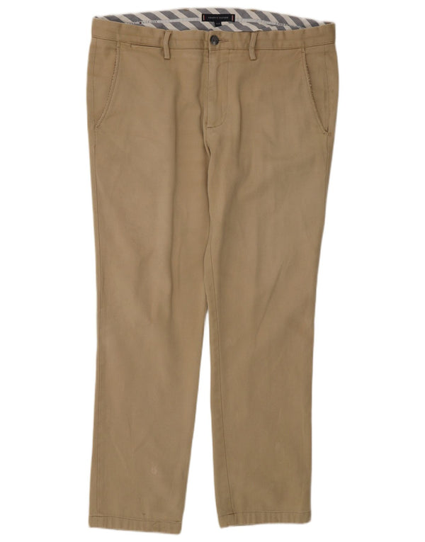Tommy Hilfiger Mens Slim Chino Trousers W34 L30 Beige Cotton