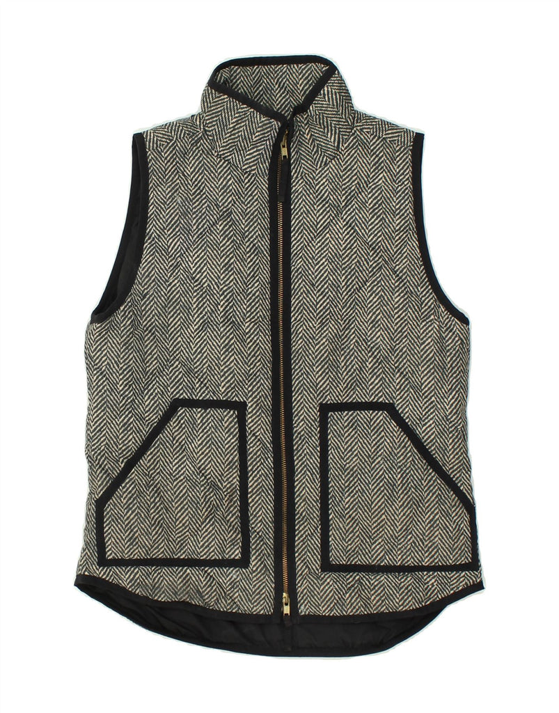 J. CREW Womens Quilted Gilet UK 6 XS Grey Herringbone Polyester | Vintage J. Crew | Thrift | Second-Hand J. Crew | Used Clothing | Messina Hembry 