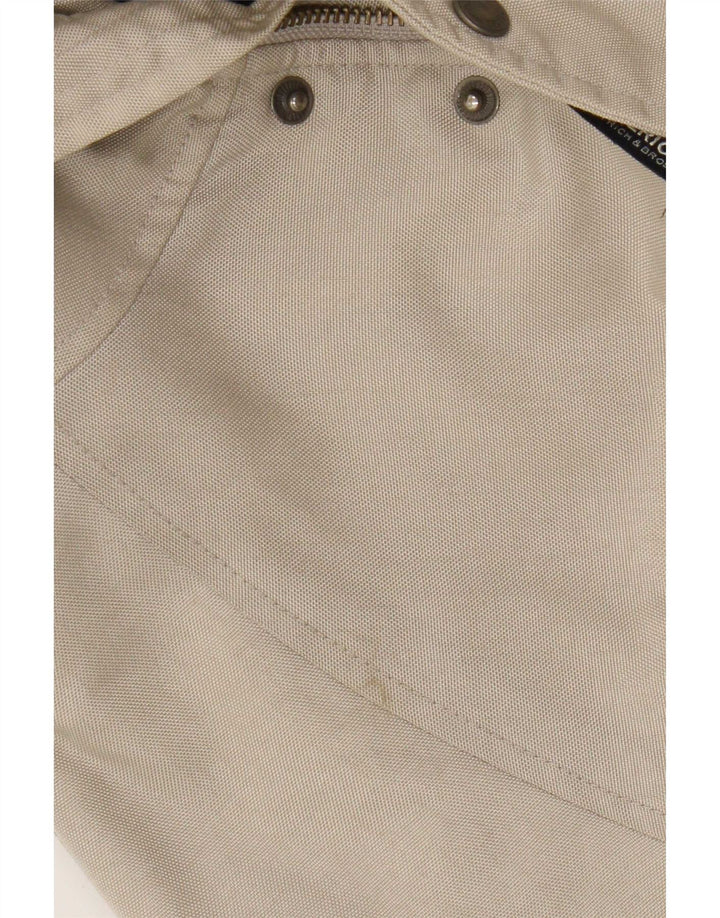 Woolrich Mens Hooded Bomber Jacket UK 38 Medium Beige Nylon