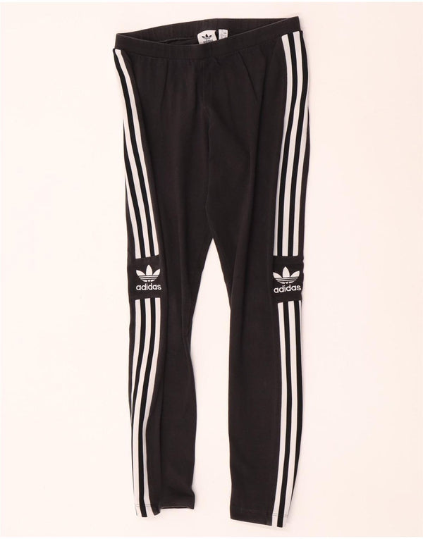 Adidas Womens Graphic Leggings UK 12 Medium Black Cotton