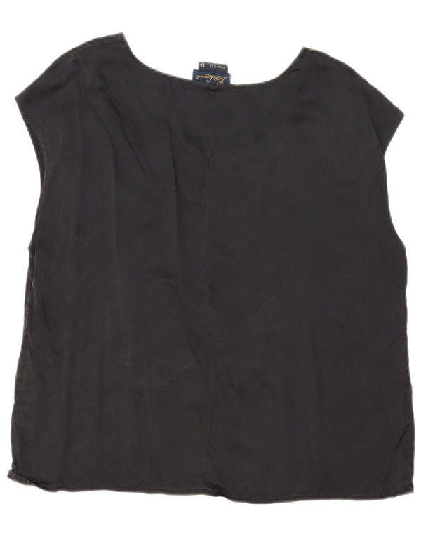 Luisa Spagnoli Womens Sleeveless Blouse Top UK 18 XL Black Silk