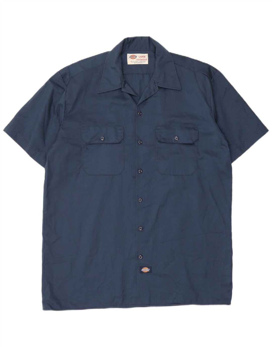 Dickies Mens Short Sleeve Shirt Large Navy Blue Polyester
