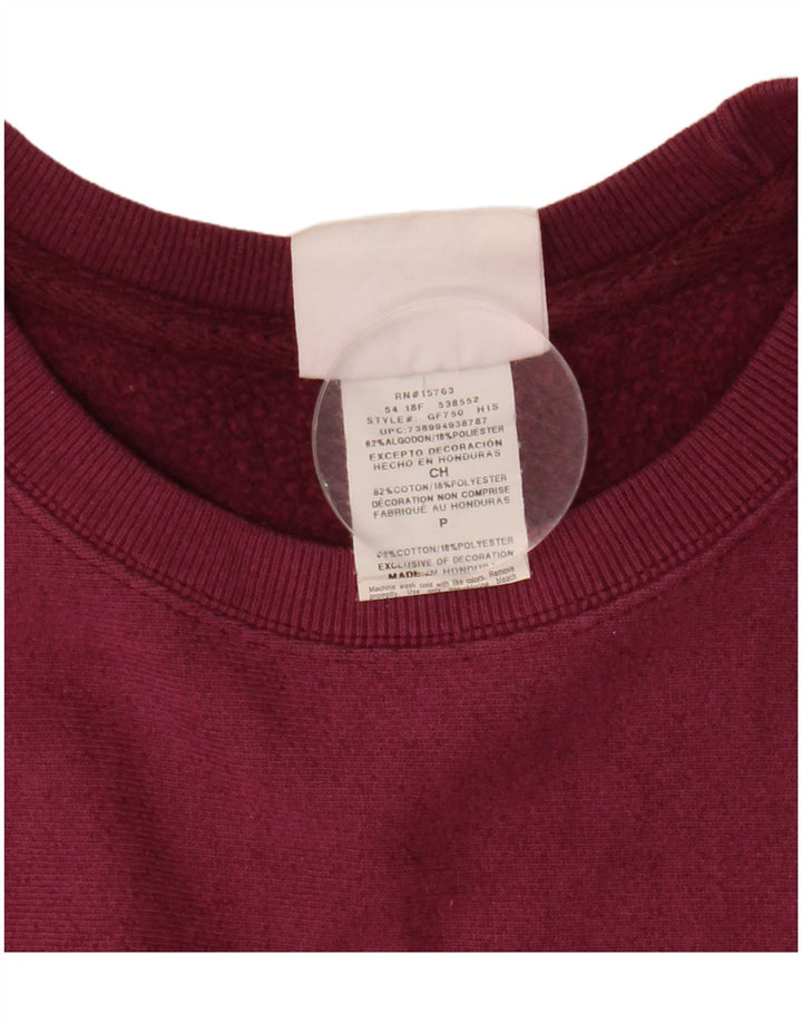 Champion Womens Oversized Sweatshirt Jumper UK 10 Small Burgundy Cotton