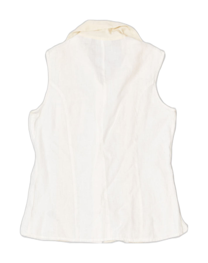 BANANA REPUBLIC Womens Sleeveless Shirt UK 12 Medium Off White Cotton | Vintage | Thrift | Second-Hand | Used Clothing | Messina Hembry 