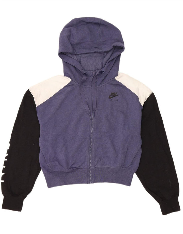 NIKE Womens Crop Oversized Zip Hoodie Sweater UK 10 Small Purple