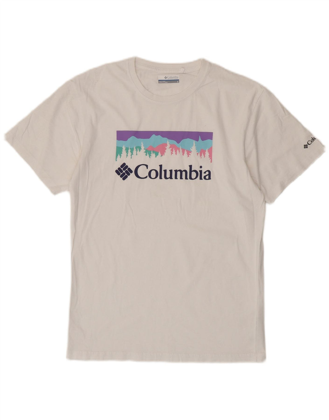 Columbia Mens Graphic T-Shirt Top Small White Cotton