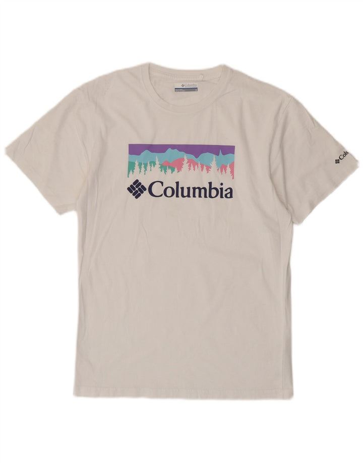 Columbia Mens Graphic T-Shirt Top Small White Cotton