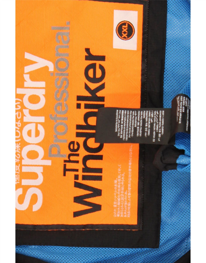 Superdry Mens The Windhiker Rain Jacket UK 44 2XL Black Nylon