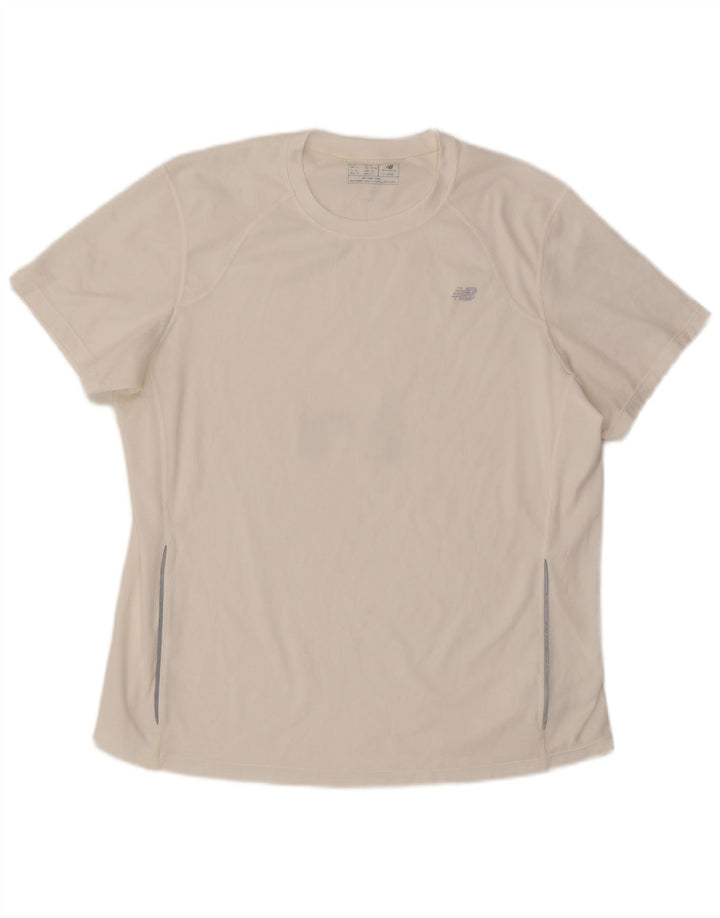 New Balance Mens T-Shirt Top XL White Colourblock Polyester