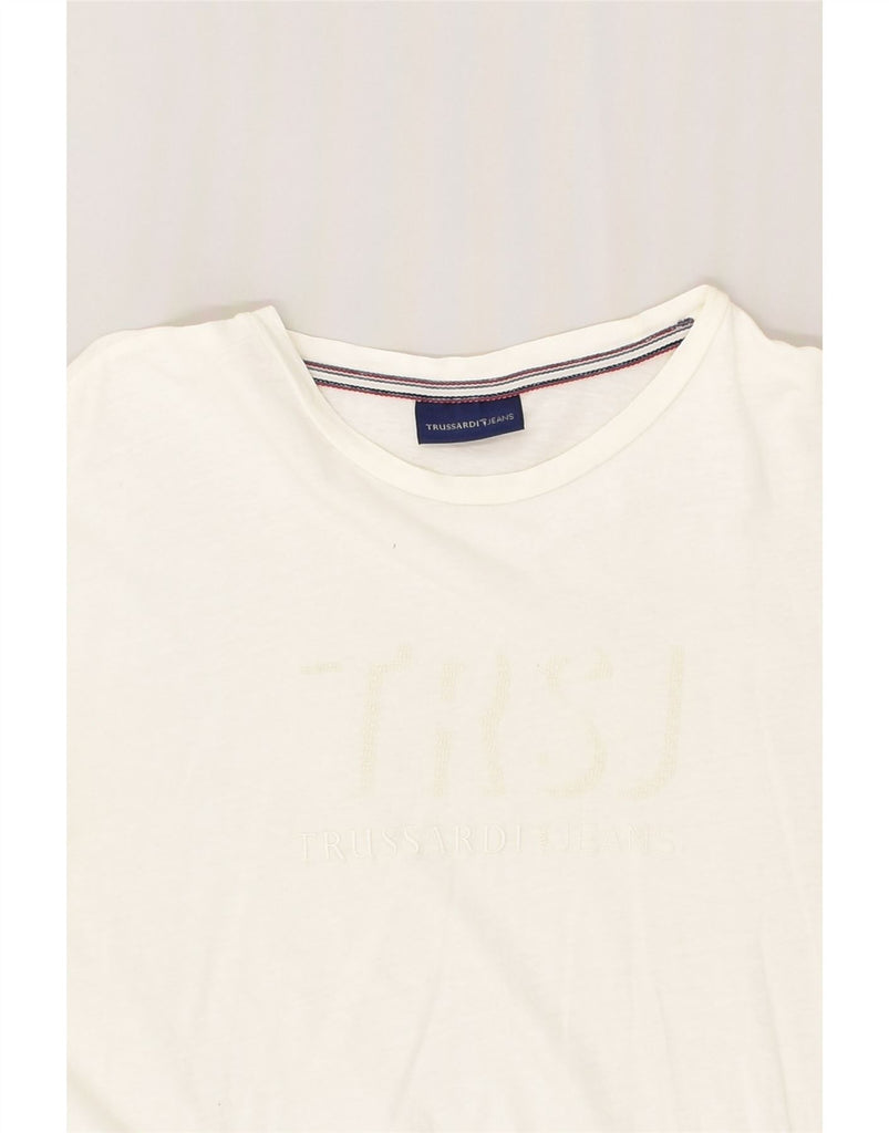 TRUSSARDI JEANS Mens T-Shirt Top XL White Cotton | Vintage Trussardi Jeans | Thrift | Second-Hand Trussardi Jeans | Used Clothing | Messina Hembry 