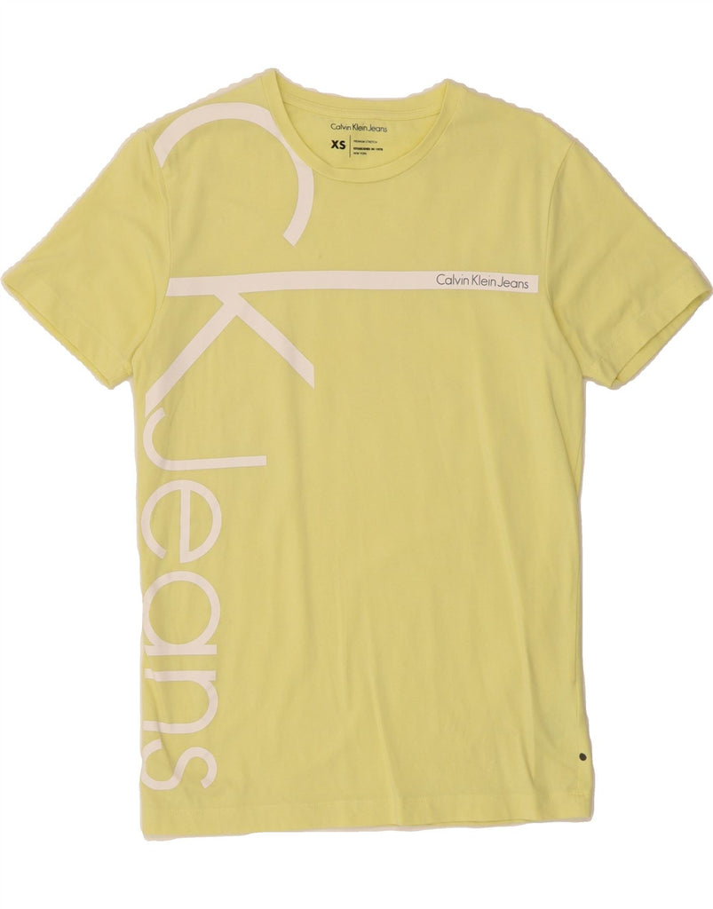 CALVIN KLEIN JEANS Mens Graphic T-Shirt Top XS Yellow Cotton Vintage Calvin Klein Jeans and Second-Hand Calvin Klein Jeans from Messina Hembry 
