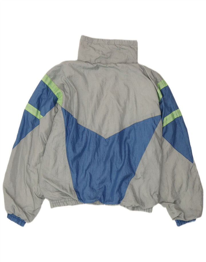 Vintage Mens Full Tracksuit Large  Grey Colourblock Nylon