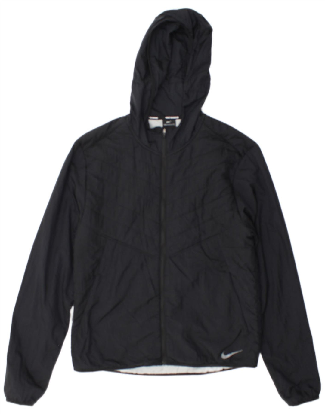 Nike Womens Running Hooded Padded Jacket UK 10 Small Black Nylon
