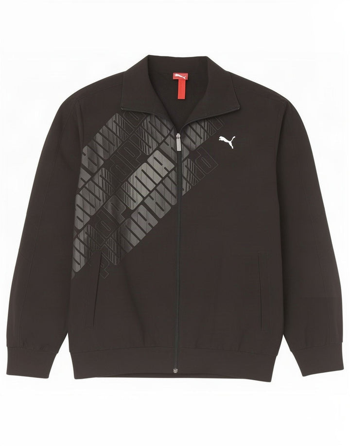 Puma Mens Graphic Tracksuit Top Jacket Large Black Polyester