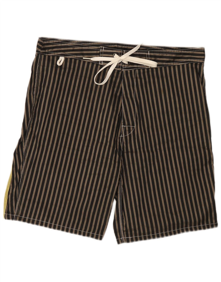 Sundek Mens Swimming Shorts Medium  Black Striped Polyester