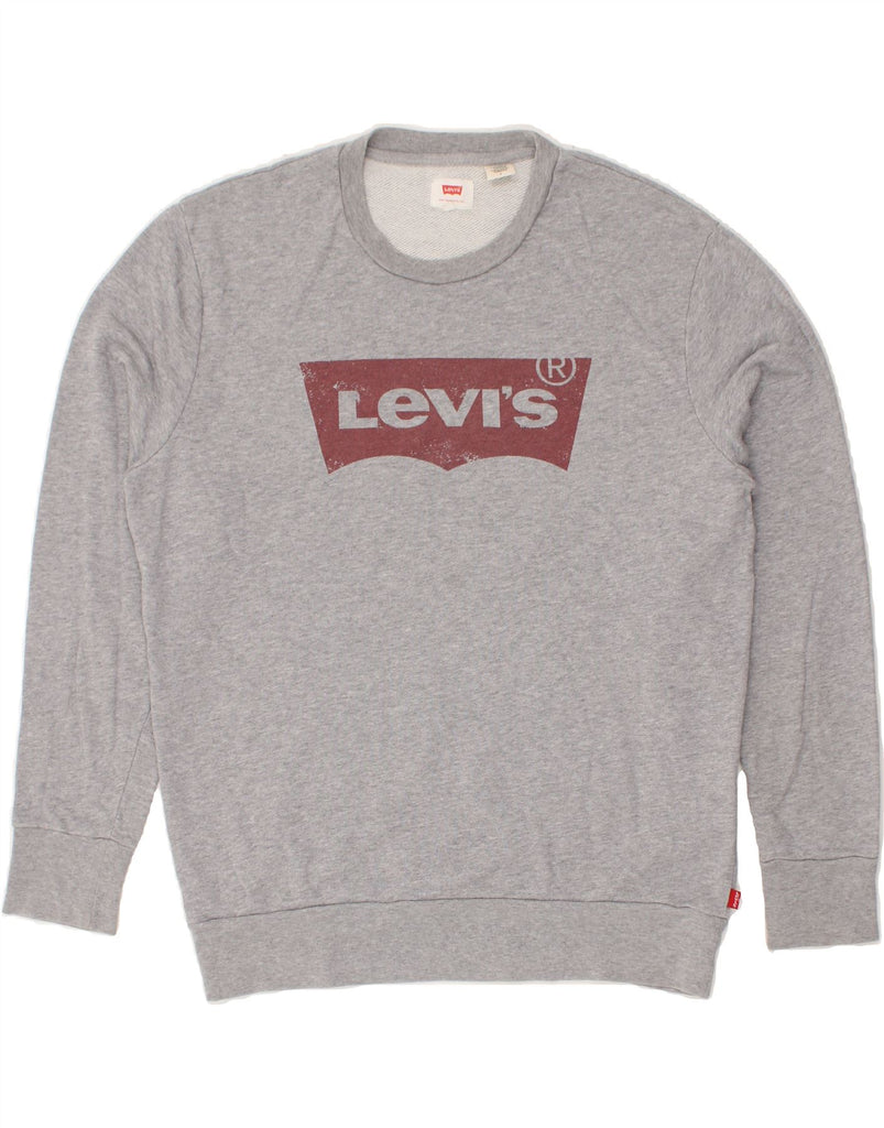 LEVI'S Mens Graphic Sweatshirt Jumper Medium Grey Cotton | Vintage Levi's | Thrift | Second-Hand Levi's | Used Clothing | Messina Hembry 