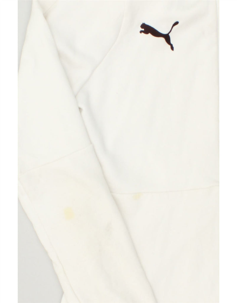 PUMA Mens Hoodie Jumper Small White Colourblock Cotton | Vintage Puma | Thrift | Second-Hand Puma | Used Clothing | Messina Hembry 