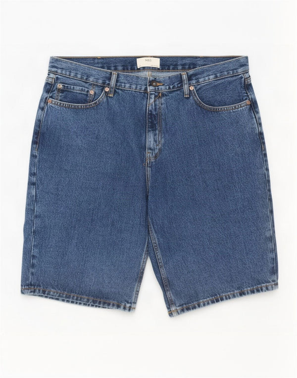 Marks & Spencer Mens Denim Shorts XL W38 Blue Cotton