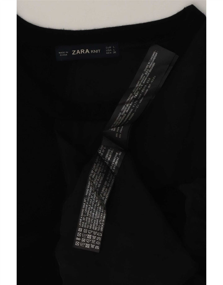 Zara Womens Asymmetric Vest Top UK 16 Large Black Cupro