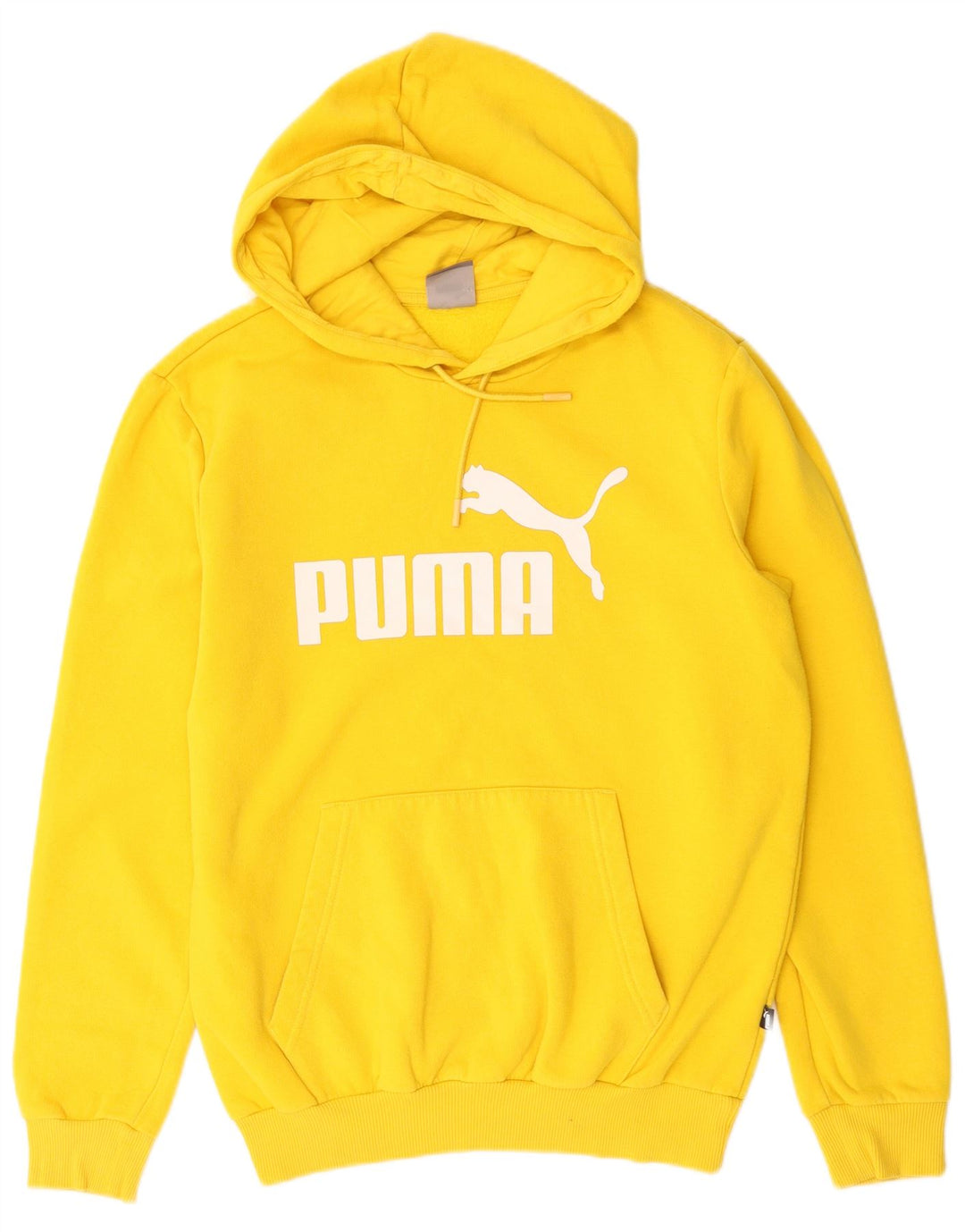 PUMA Mens Graphic Hoodie Jumper Small Yellow Cotton