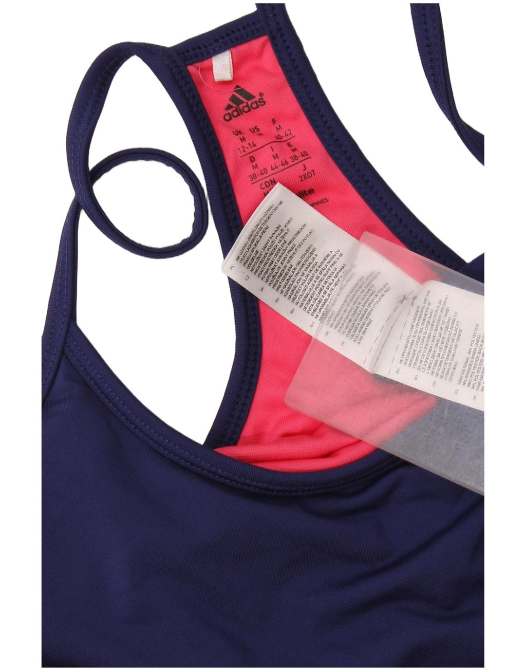 Adidas Womens Climalite Vest Top UK 12/14 Medium Navy Blue Colourblock
