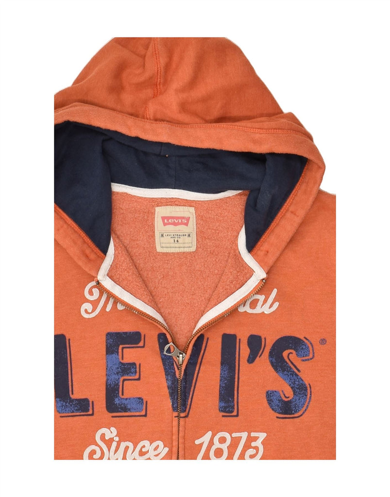 LEVI'S Boys Graphic Zip Hoodie Sweater 13-14 Years Brown Cotton | Vintage Levi's | Thrift | Second-Hand Levi's | Used Clothing | Messina Hembry 