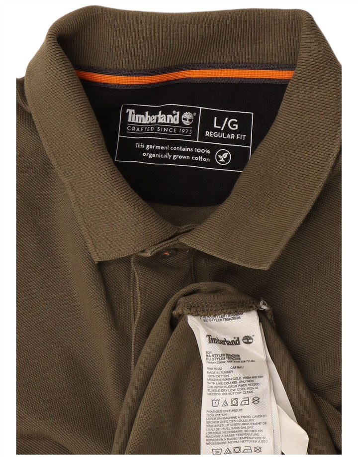 Timberland Mens Regular Fit Polo Shirt Large Khaki Cotton