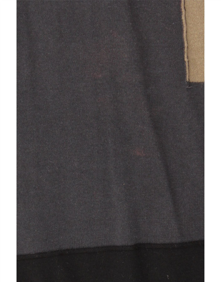 Desigual Mens Crew Neck Jumper Sweater Medium Black Colourblock Cotton