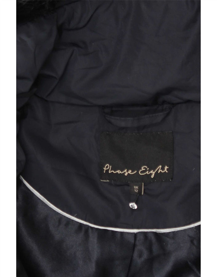 Phase Eight Womens Hooded Padded Jacket UK 12 Medium Navy Blue Polyester