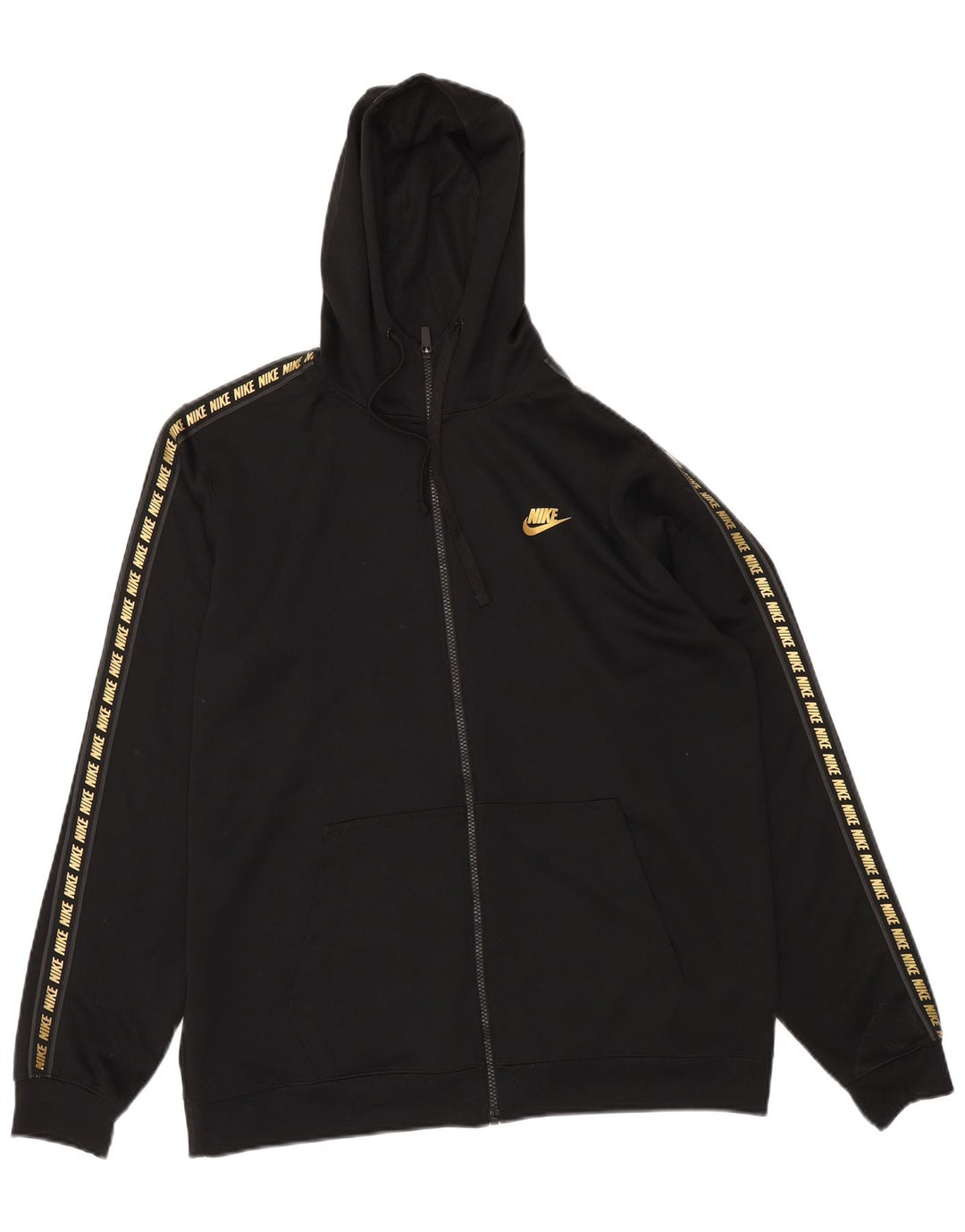 NIKE Mens Graphic Zip Hoodie Sweater Large Black Polyester