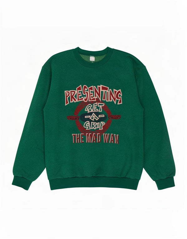 Vintage Mens Graphic Sweatshirt Jumper XL Green Cotton