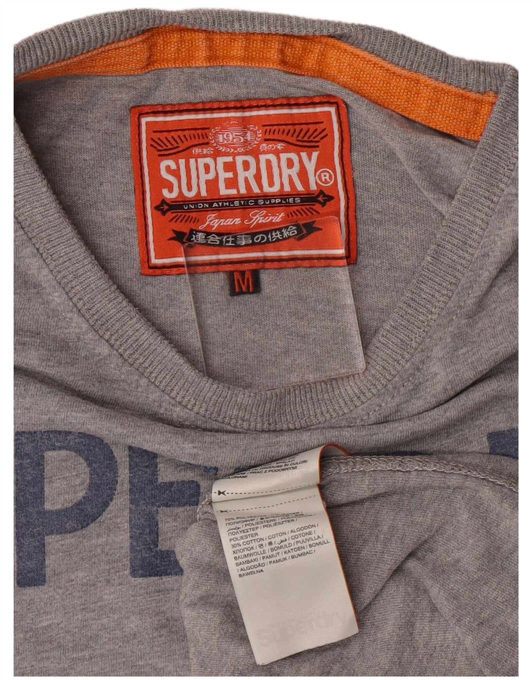 Superdry Mens Graphic T-Shirt Top Medium Grey Polyester