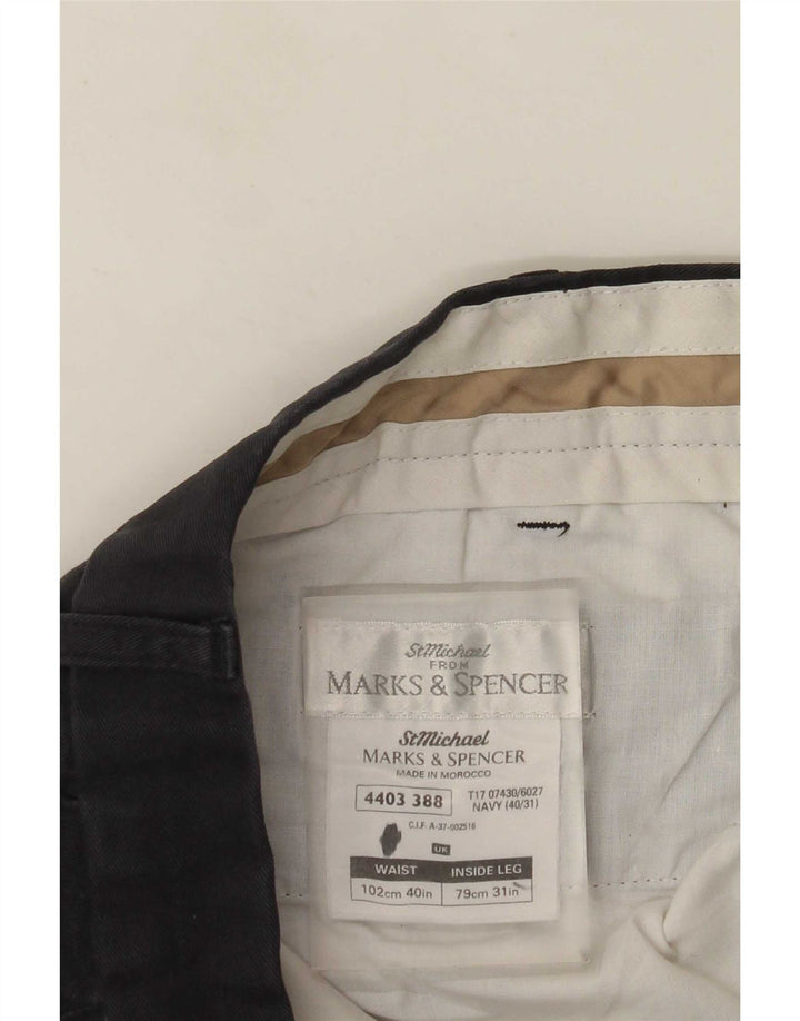 Marks & Spencer Mens St. Michael Pegged Suit Trousers W40 L31 Navy Blue