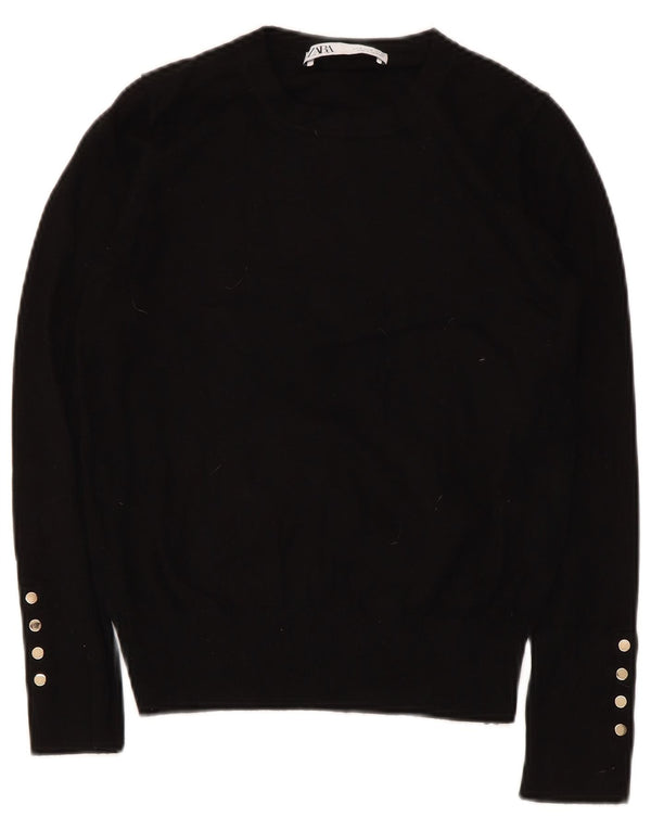 Zara Womens Boat Neck Jumper Sweater UK 12 Medium Black