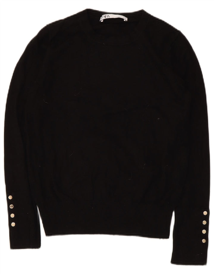 Zara Womens Boat Neck Jumper Sweater UK 12 Medium Black