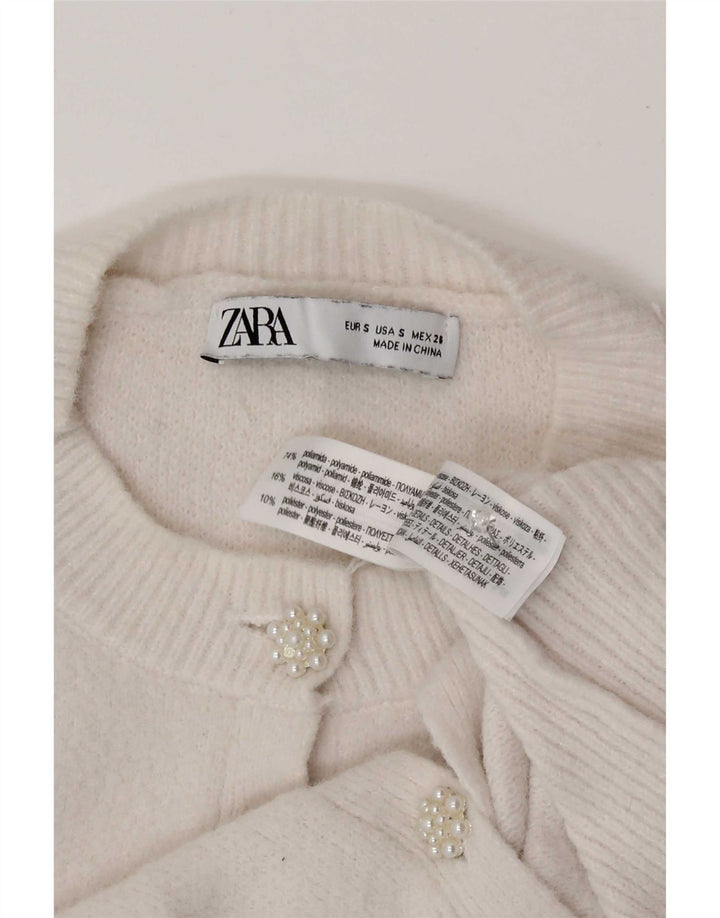 Zara Womens Cardigan Sweater UK 10 Small White Polyamide