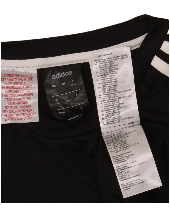 ADIDAS Boys Climalite T-Shirt Top 13-14 Years Black Polyester