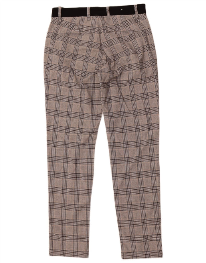 Zara Womens Straight Suit Trousers Small W30 L29 Grey Check Polyester