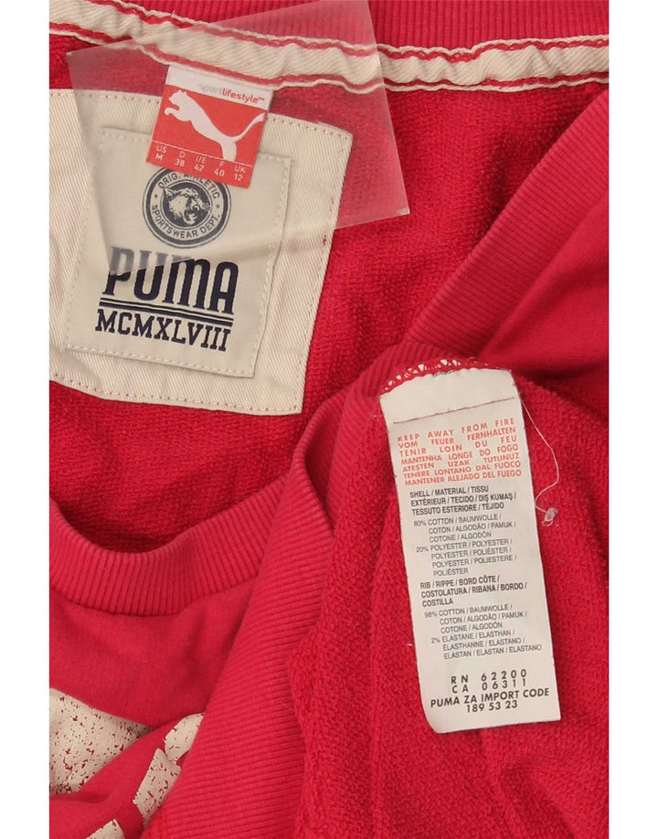 Puma Womens Graphic Sweatshirt Jumper UK 12 Medium Pink Cotton