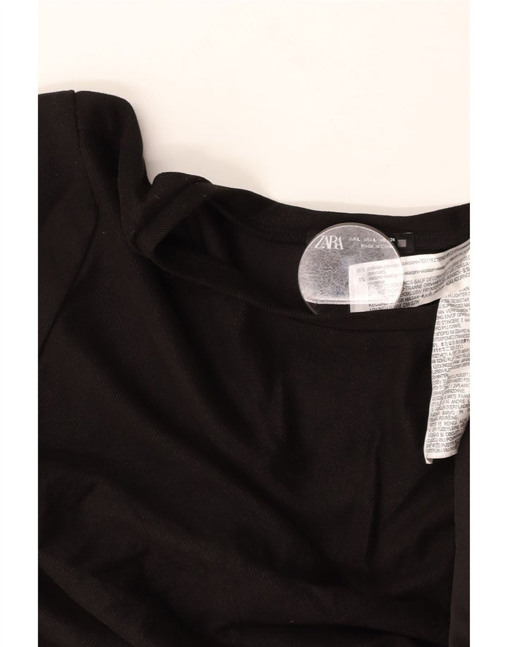 ZARA Womens A-Line Dress UK 16 Large Black Floral Polyester