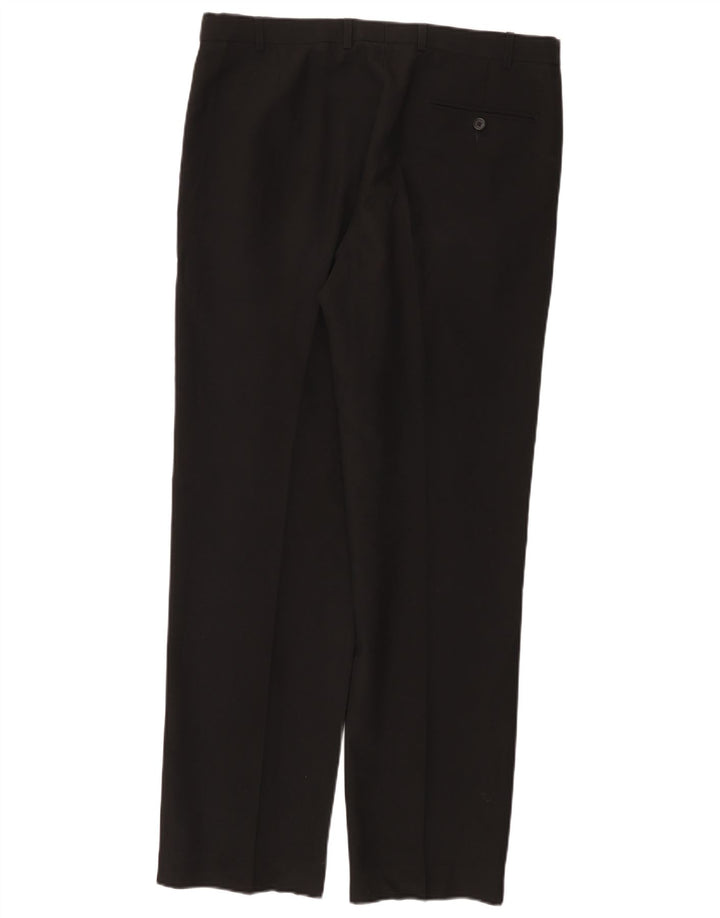 MARKS & SPENCER Mens Regular Fit Suit Trousers W36 L33 Black Polyester