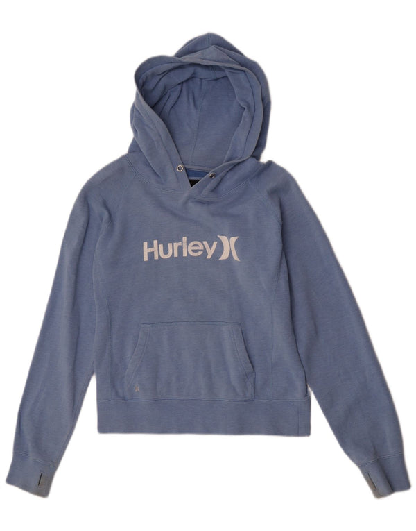 Hurley Womens Oversized Graphic Hoodie Jumper UK 10 Small Blue Cotton