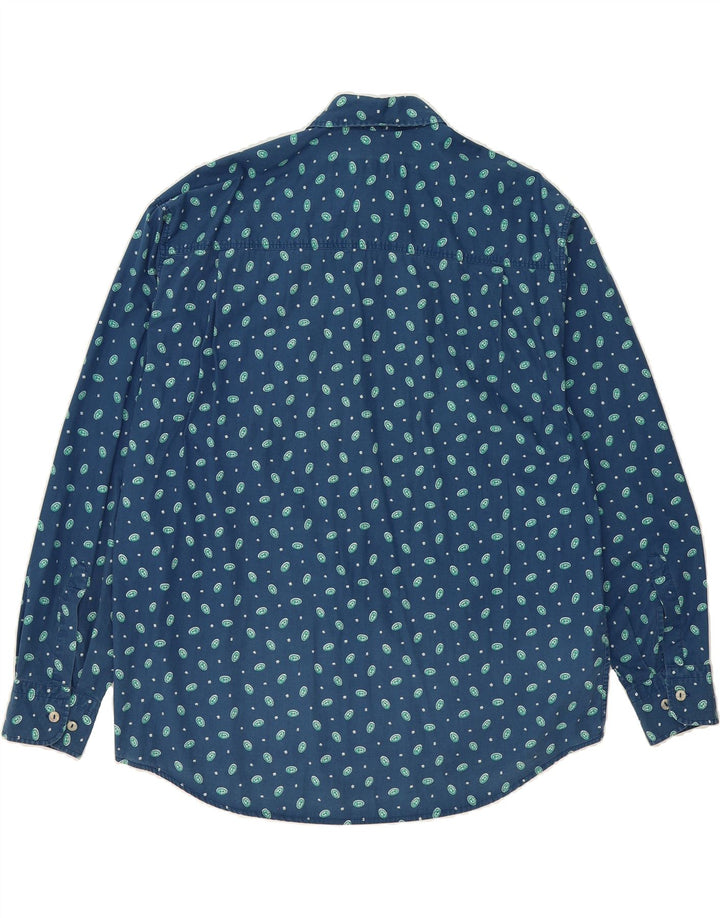 CAVORI Mens Abstract Pattern Shirt Size 43/44 XL Navy Blue Cotton Vintage Cavori and Second-Hand Cavori from Messina Hembry 